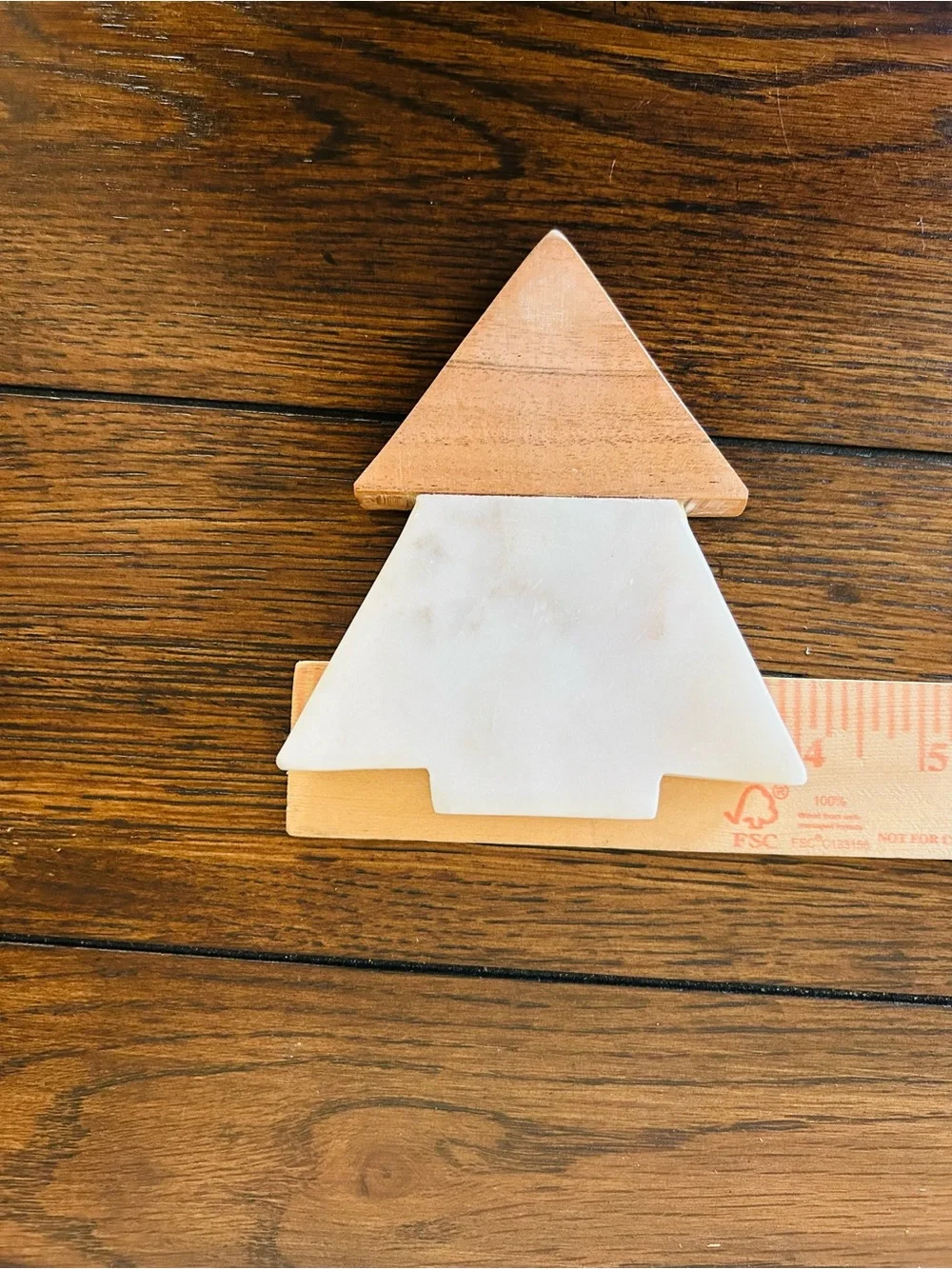 Marble & Wood Tree Coasters - White and Brown Holiday Set